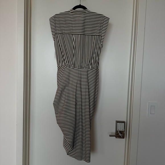 NWT ⭐️ VERONICA BEARD Ruched Striped Shirt Dress – Size 6 – Army Green/White - Picture 5 of 7